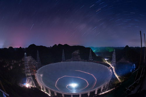 FAST under a starry night sky